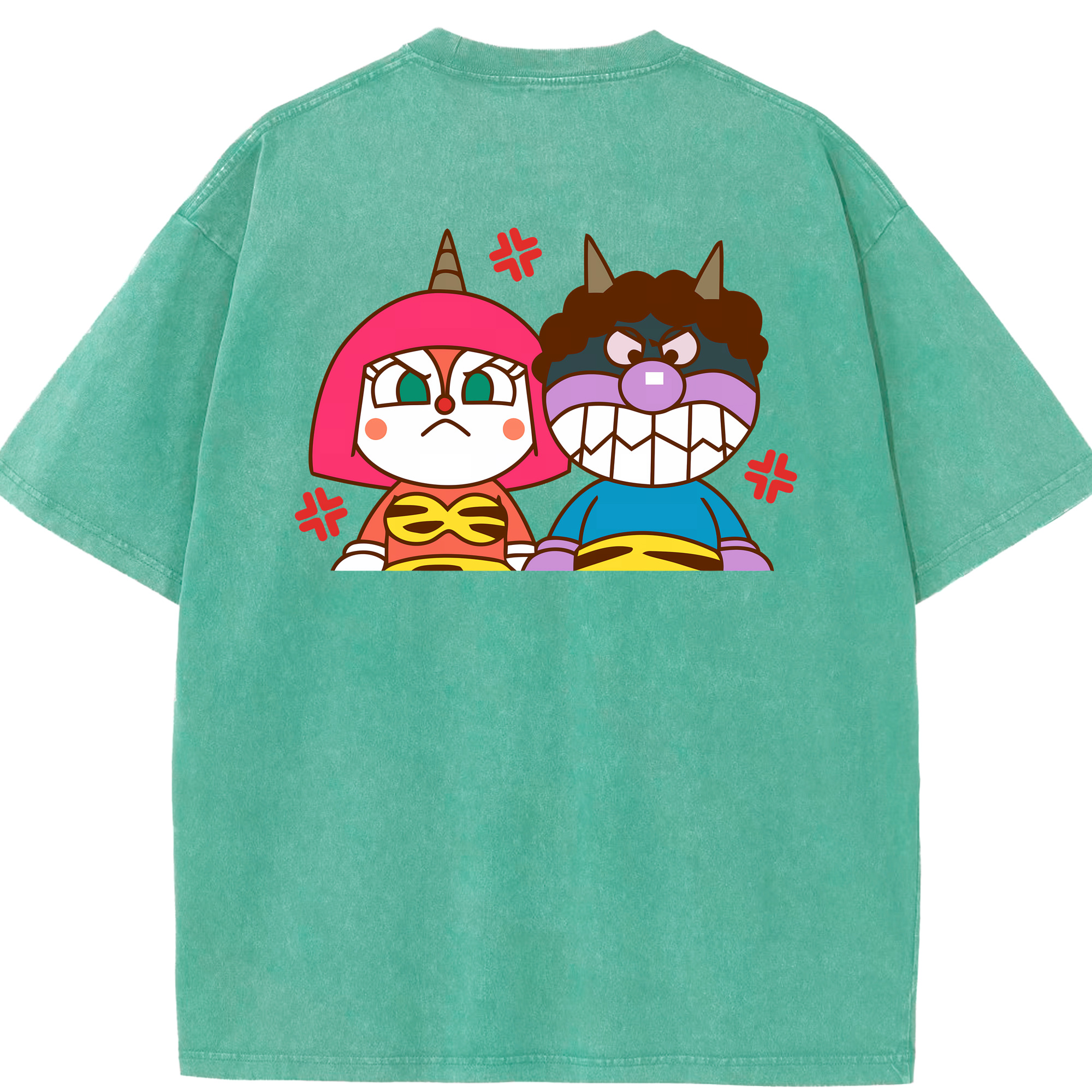 （画像用） アンパンマン Anpanman 綿100% ヴィンテージ風 半袖Tシャツ（背面プリント）